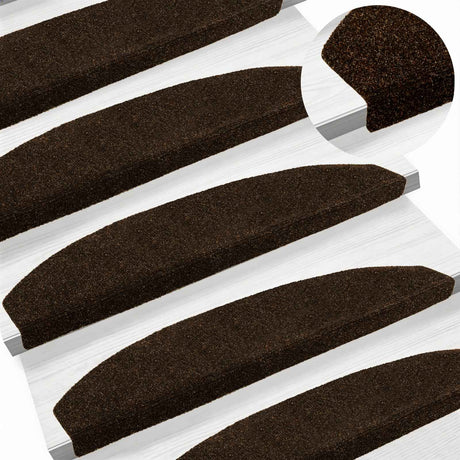 Vidaxl zelfklevende trapmatten 15 st 80 x 24,5 x 3,5 cm bruin