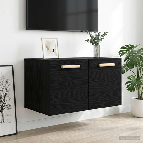 Vidaxl wandkast zwart eiken 60 x 36,5 x 35 cm bewerkt hout