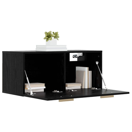 Vidaxl wandkast muurmontage zwart eiken 80 x 36,5 x 35 cm bewerkt hout
