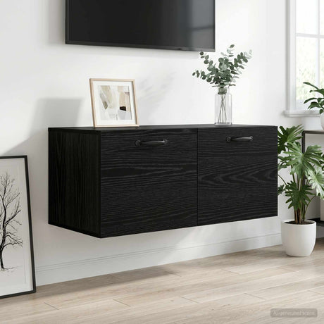 Vidaxl wandkast muurmontage zwart eiken 80 x 36,5 x 35 cm bewerkt hout