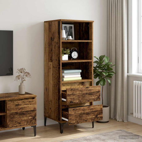 Vidaxl hoge kast oud hout 40 x 36 x 110 cm bewerkt hout