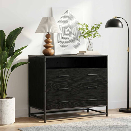 Vidaxl ladenkast 3-lade zwart eiken 70 x 41 x 70 cm bewerkt hout