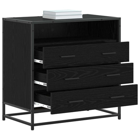 Vidaxl ladenkast 3-lade zwart eiken 70 x 41 x 70 cm bewerkt hout