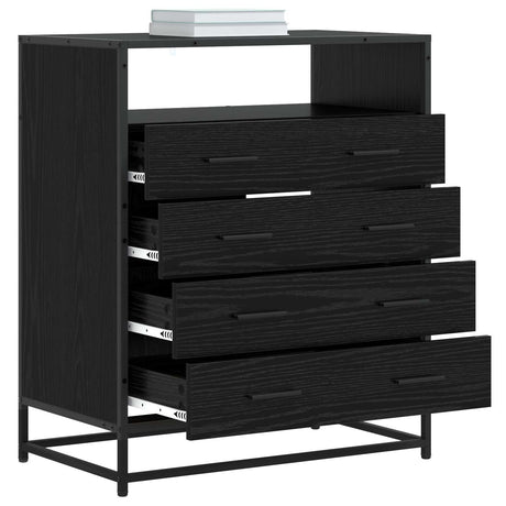 Vidaxl ladenkast 4-lade zwart eiken 70 x 41 x 83,5 cm bewerkt hout
