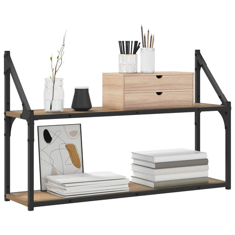 Vidaxl wandplank muurmontage artisanaal eiken 80 x 21 x 51 cm