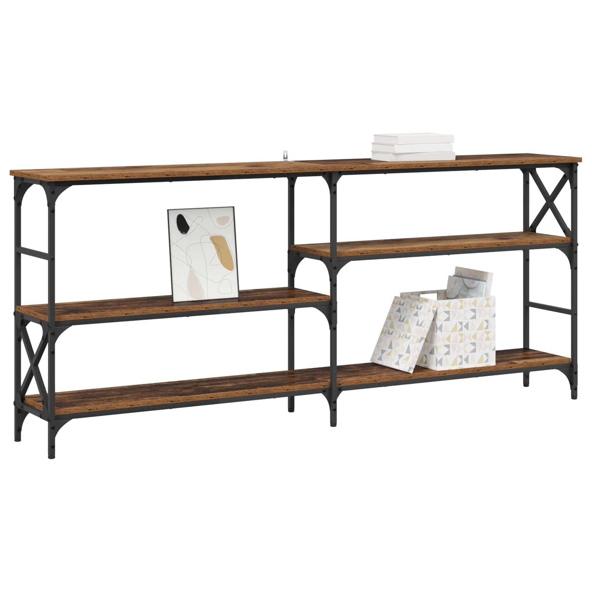 Vidaxl wandtafel oud hout 180 x 29 x 76,5 cm metaal pb