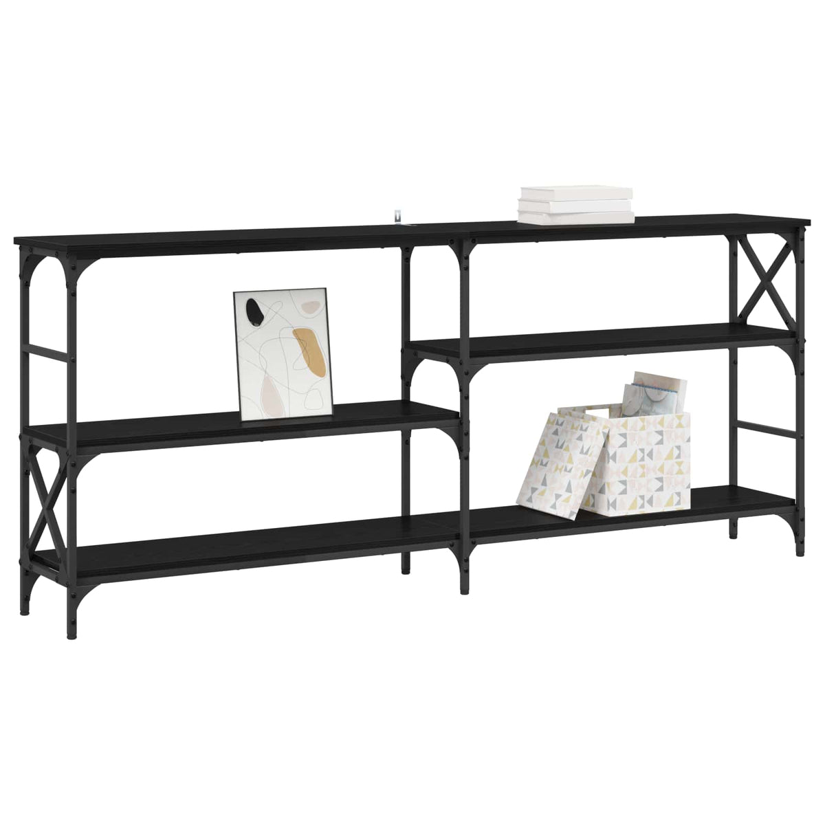 Vidaxl wandtafel zwart eiken 180 x 29 x 76,5 cm metaal pb