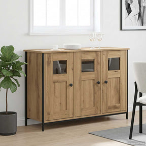 Vidaxl dressoir artisanaal eiken 100 x 35 x 70 cm bewerkt hout