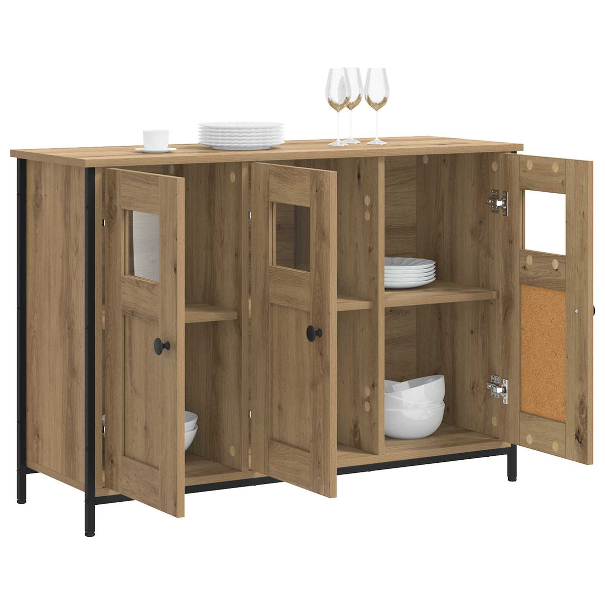 Vidaxl dressoir artisanaal eiken 100 x 35 x 70 cm bewerkt hout