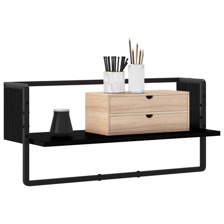 Vidaxl wandplank muurmontage zwart eiken 65 x 25 x 30 cm metaal pb