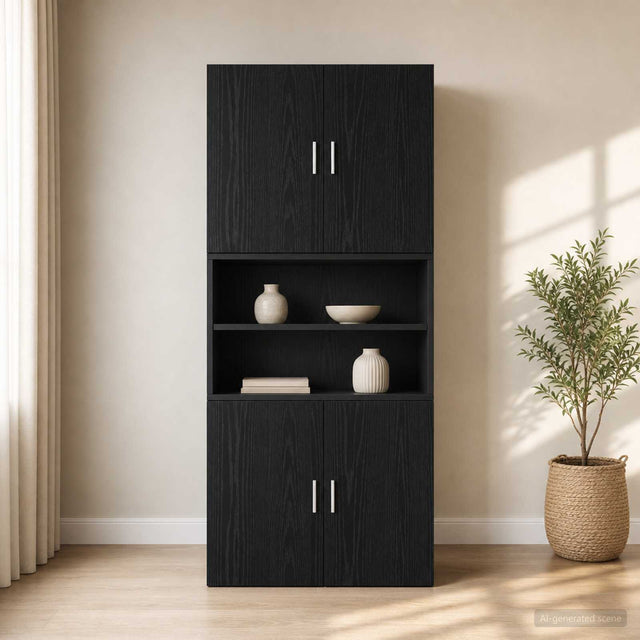 Vidaxl wandkast zwart eiken 80 x 42,5 x 64 cm bewerkt hout