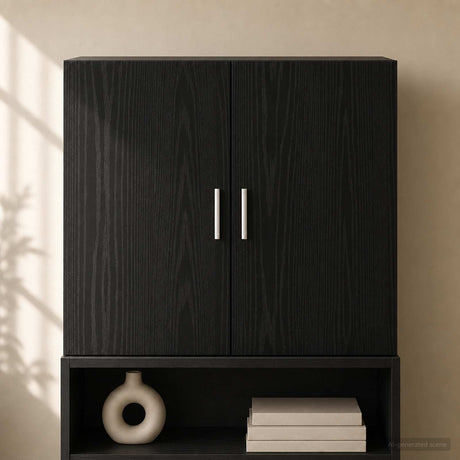 Vidaxl wandkast zwart eiken 80 x 42,5 x 64 cm bewerkt hout