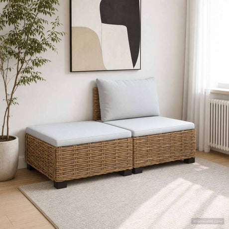 Vidaxl 2 st rieten loungeset met kussens gendt natuurlijk rattan