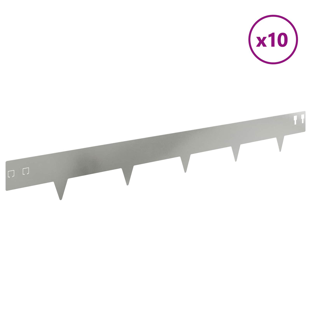 Vidaxl gazonrand 10 st 100 x 12 cm staal zilverkleurig