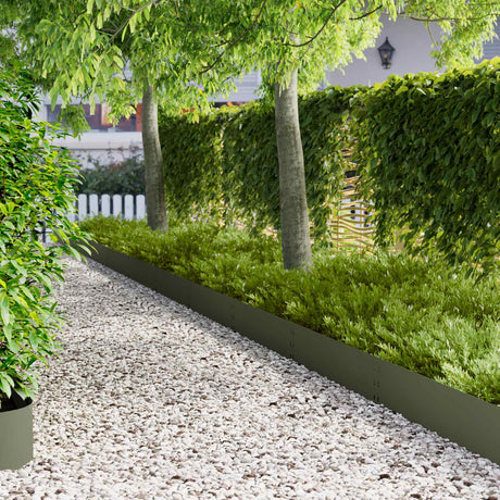Vidaxl gazonrand 20 st 100 x 25 cm staal olijfgroen