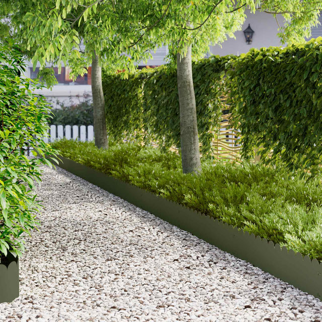 Vidaxl gazonrand 10 st 103 x 25 cm staal olijfgroen