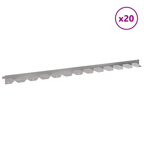 Vidaxl gazonrand 20 st 102 x 4 x 4 cm staal zilverkleurig