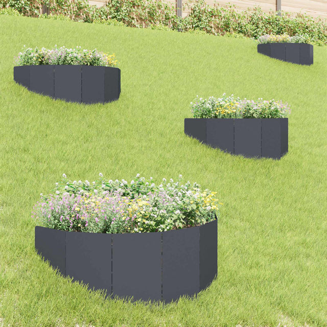 Vidaxl gazonrand 4 st 100 x 45 cm staal antracietkleurig