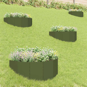 Vidaxl gazonrand 4 st 100 x 45 cm staal olijfgroen