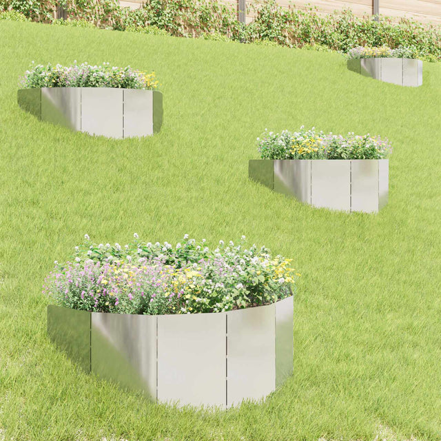 Vidaxl gazonrand 4 st 100 x 45 cm staal zilverkleurig