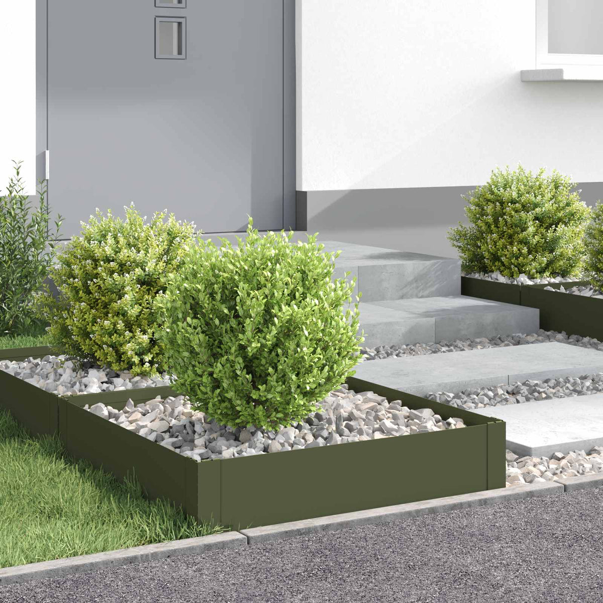 Vidaxl gazonrand 4 st 60 x 60 x 20 cm staal olijfgroen