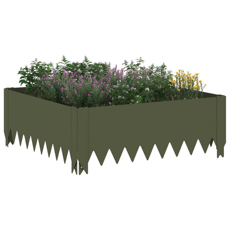 Vidaxl gazonrand 4 st 60 x 60 x 20 cm staal olijfgroen