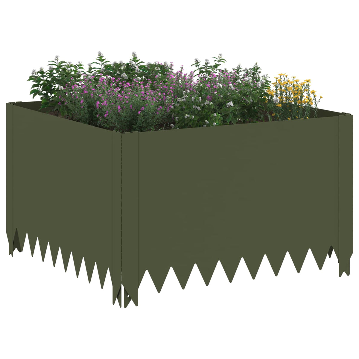 Vidaxl gazonrand 60 x 60 x 35 cm staal olijfgroen