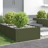 Vidaxl gazonrand 4 st 60 x 60 x 35 cm staal olijfgroen