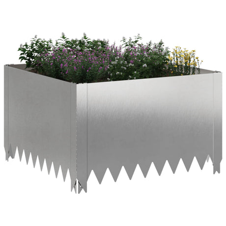 Vidaxl gazonrand 4 st 60 x 60 x 35 cm staal zilverkleurig