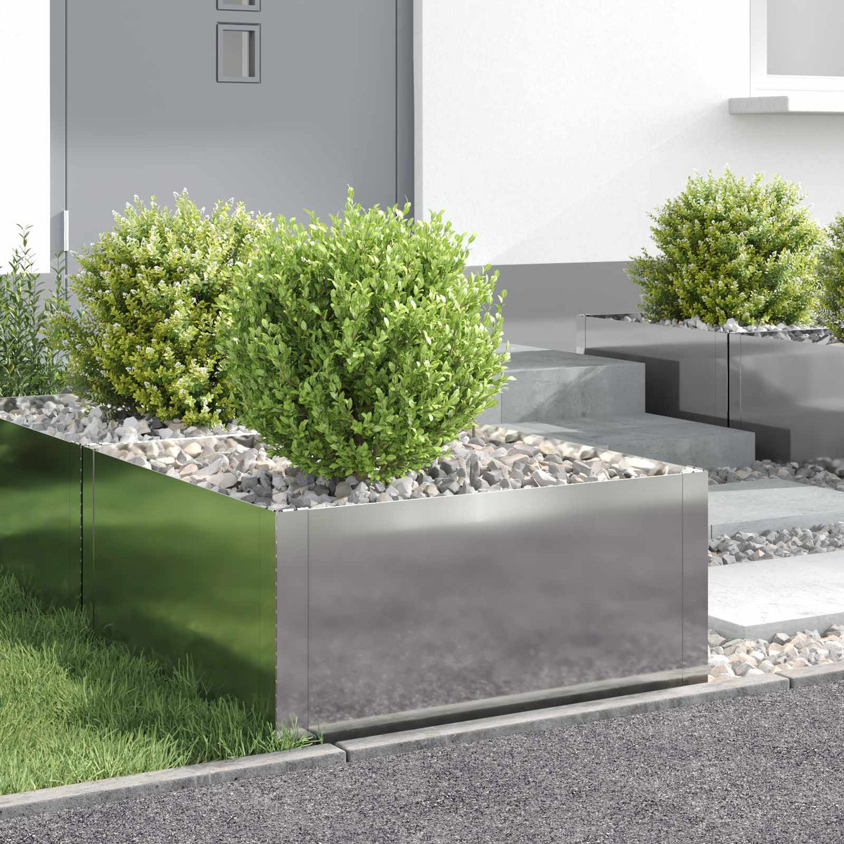 Vidaxl gazonrand 4 st 60 x 60 x 35 cm staal zilverkleurig