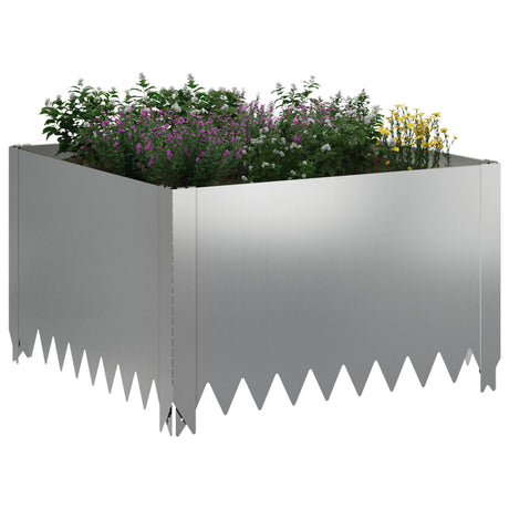 Vidaxl gazonrand 4 st 60 x 60 x 35 cm staal zilverkleurig