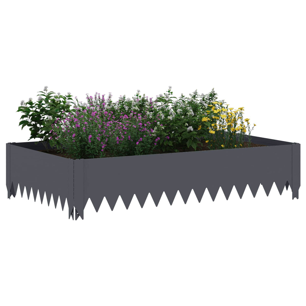 Vidaxl gazonrand 100 x 60 x 20 cm staal antracietkleurig
