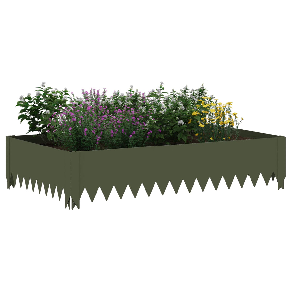 Vidaxl gazonrand 100 x 60 x 20 cm staal olijfgroen