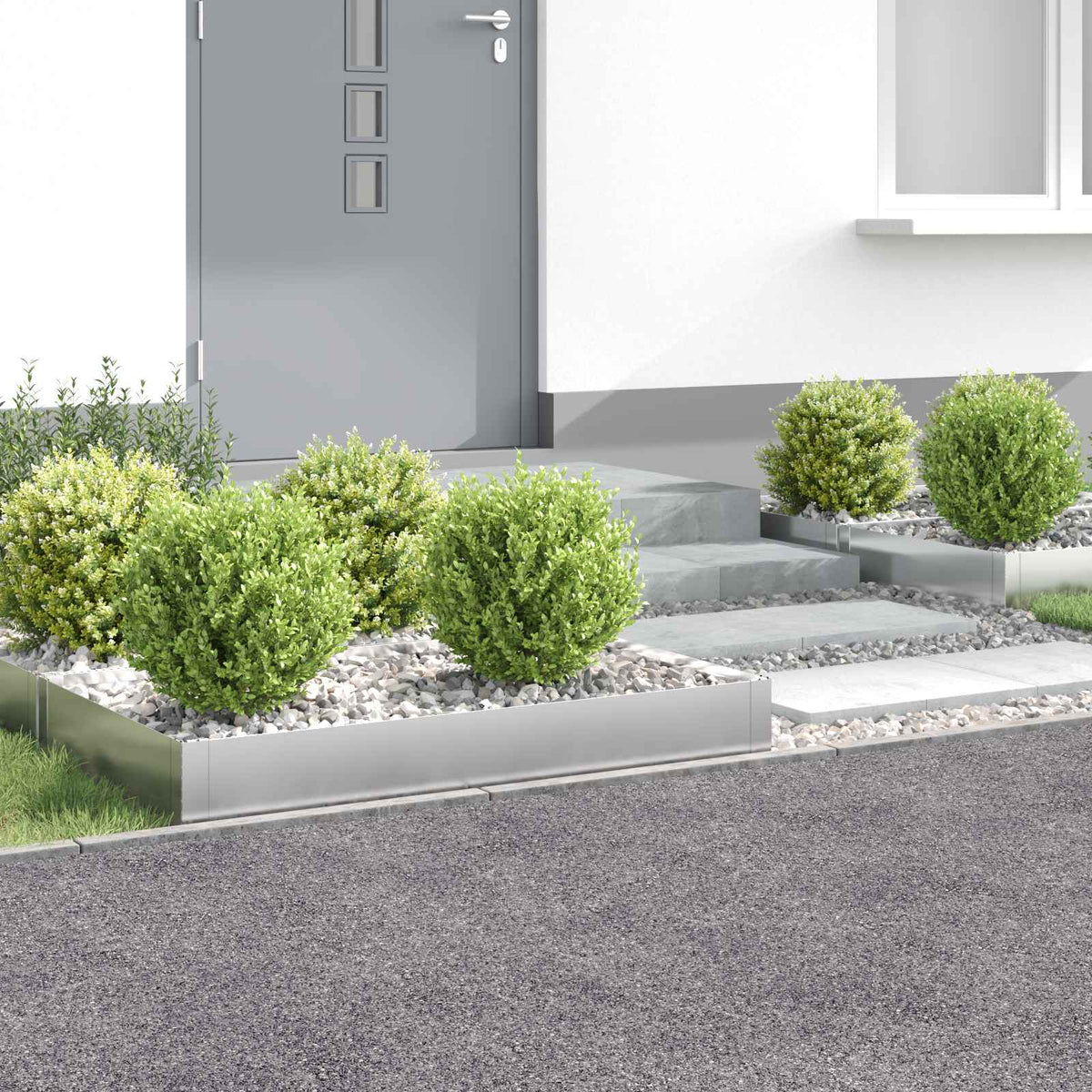 Vidaxl gazonrand 4 st 100 x 60 x 20 cm staal zilverkleurig