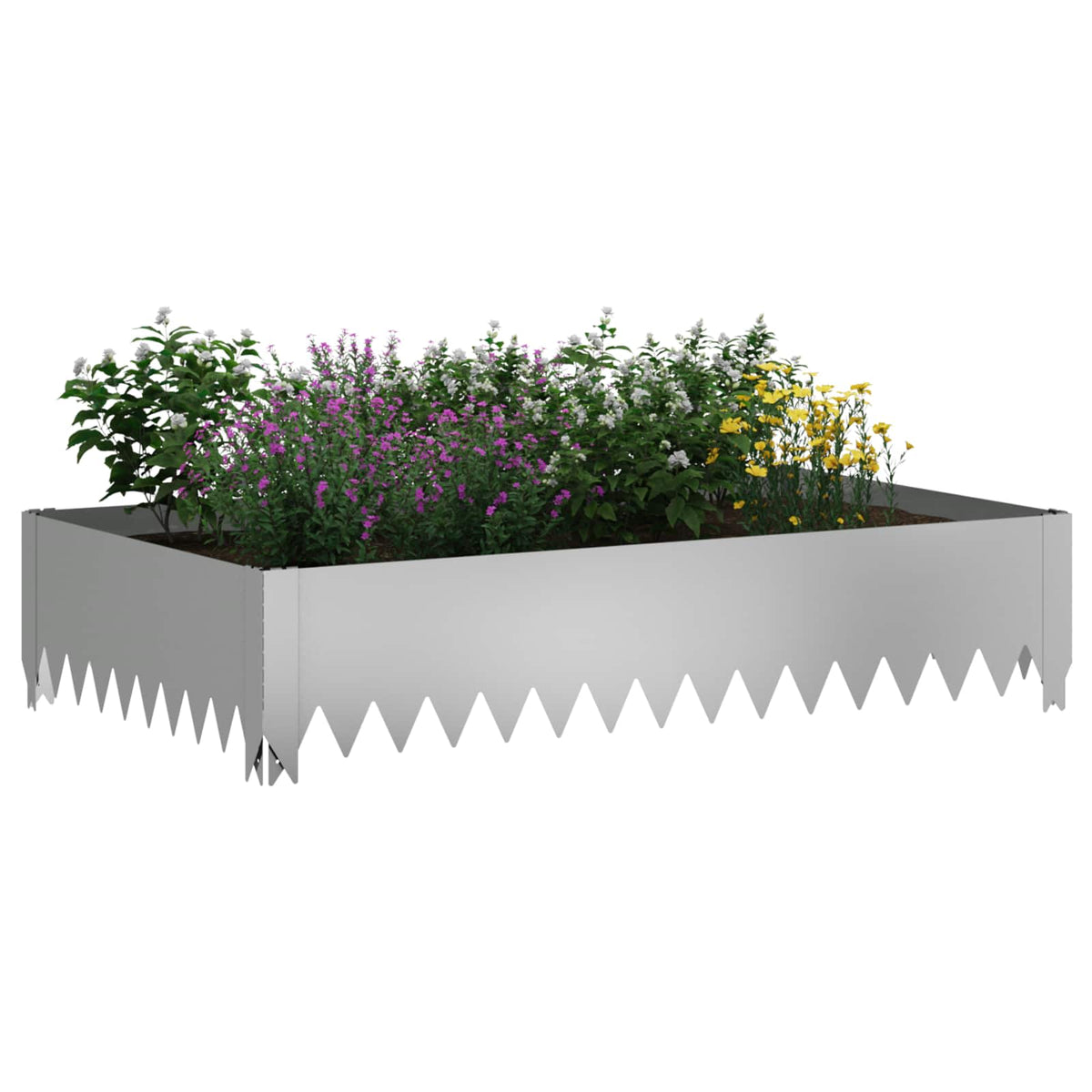 Vidaxl gazonrand 100 x 60 x 20 cm staal zilverkleurig