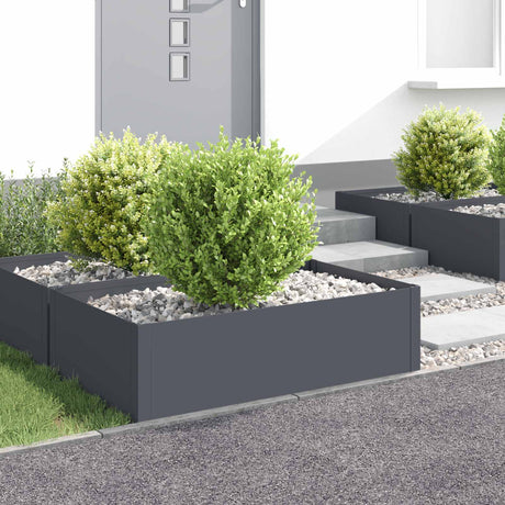 Vidaxl gazonrand 4 st 100 x 60 x 35 cm staal antracietkleurig