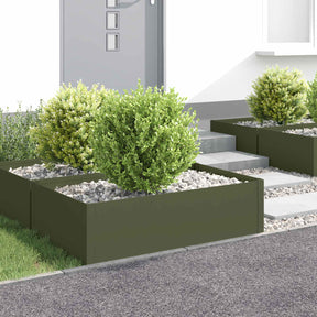Vidaxl gazonrand 4 st 100 x 60 x 35 cm staal olijfgroen