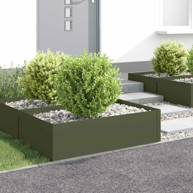 Vidaxl gazonrand 4 st 100 x 60 x 35 cm staal olijfgroen