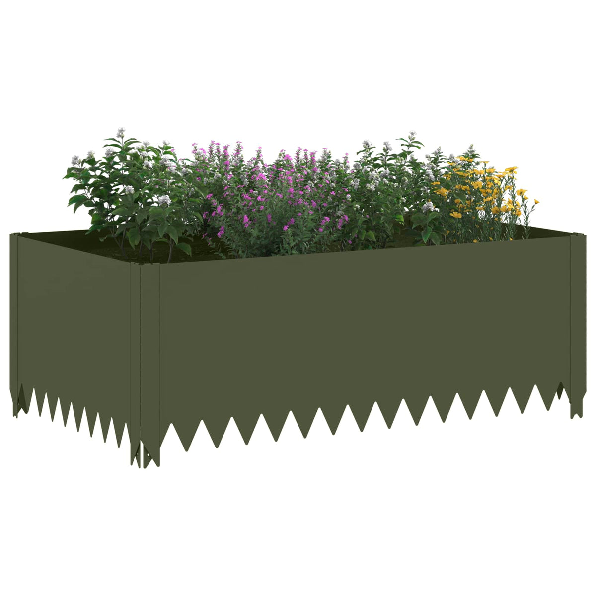 Vidaxl gazonrand 4 st 100 x 60 x 35 cm staal olijfgroen