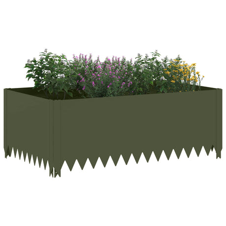 Vidaxl gazonrand 4 st 100 x 60 x 35 cm staal olijfgroen