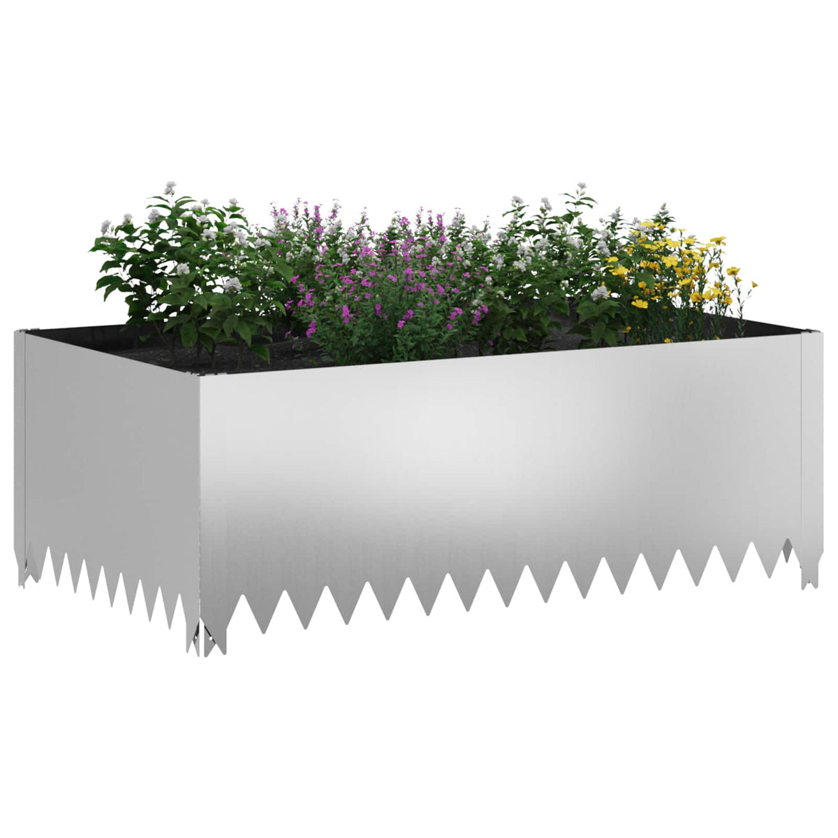 Vidaxl gazonrand 100 x 60 x 35 cm staal zilverkleurig