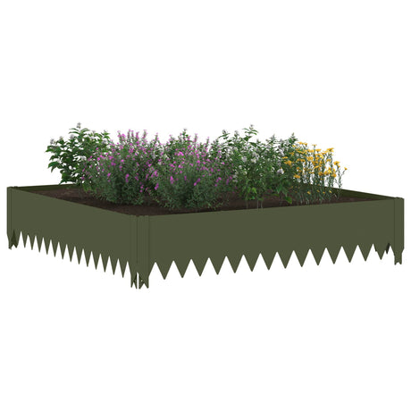 Vidaxl gazonrand 100 x 100 x 20 cm staal olijfgroen