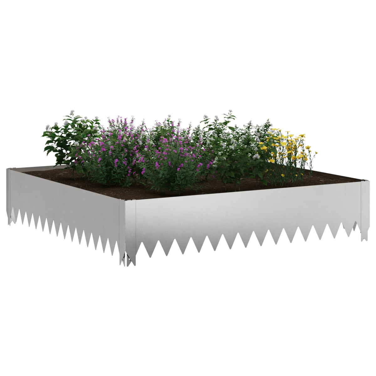 Vidaxl gazonrand 100 x 100 x 20 cm staal zilverkleurig
