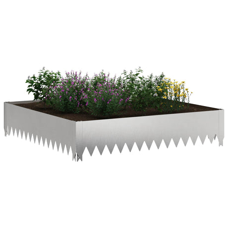 Vidaxl gazonrand 4 st 100 x 100 x 20 cm staal zilverkleurig