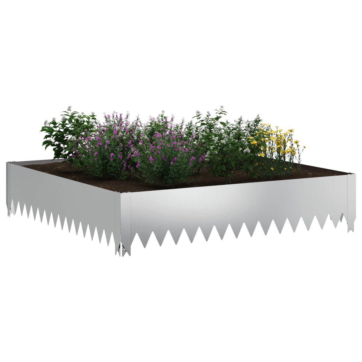 Vidaxl gazonrand 100 x 100 x 20 cm staal zilverkleurig