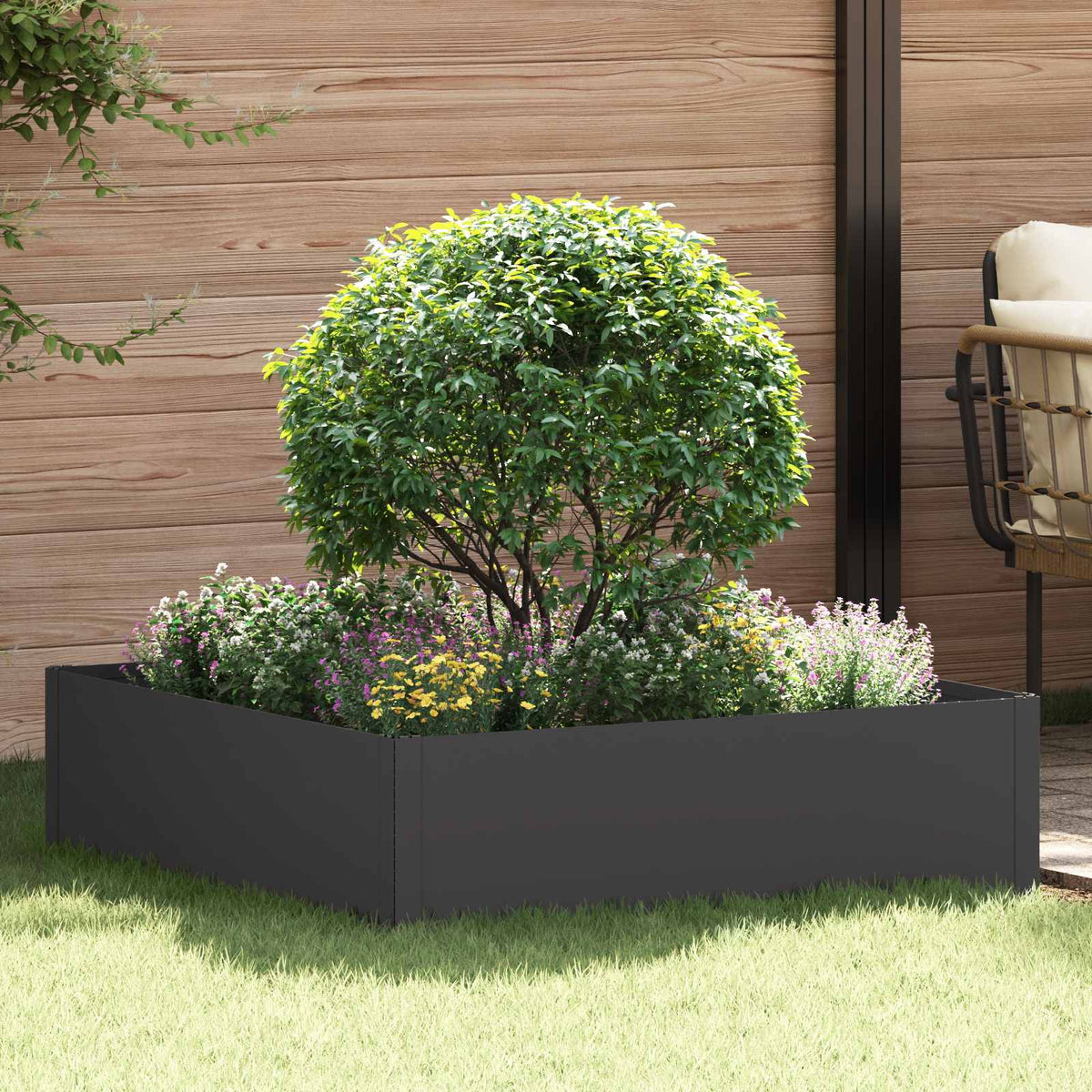 Vidaxl gazonrand 100 x 100 x 35 cm staal zwart