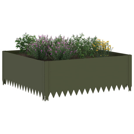 Vidaxl gazonrand 100 x 100 x 35 cm staal olijfgroen