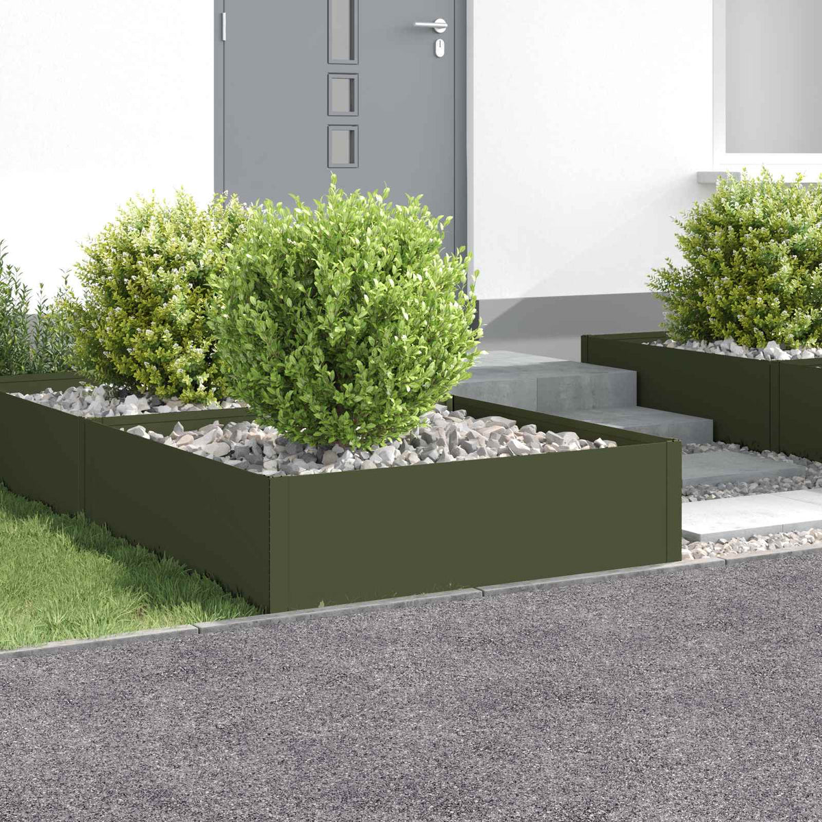 Vidaxl gazonrand 4 st 100 x 100 x 35 cm staal olijfgroen