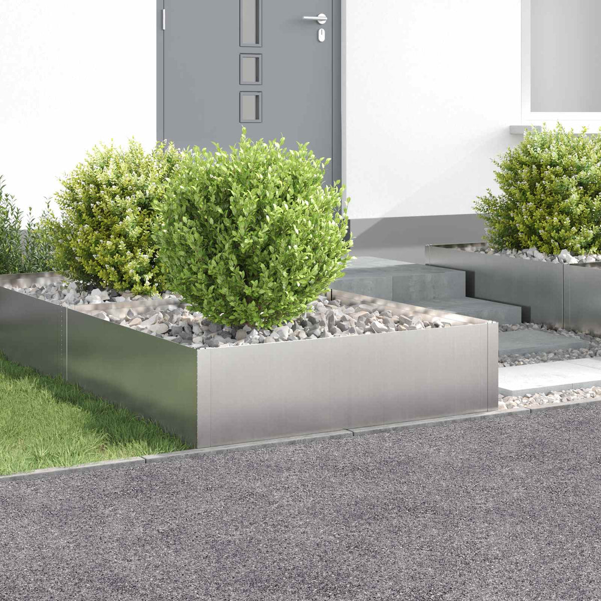 Vidaxl gazonrand 4 st 100 x 100 x 35 cm staal zilverkleurig