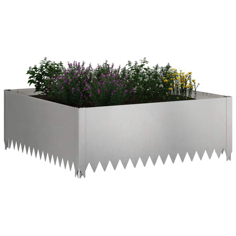 Vidaxl gazonrand 4 st 100 x 100 x 35 cm staal zilverkleurig
